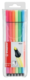 [TIM-6806-1] Viltstift Stabilo Pen 68 assorti neon ophangtas (6)