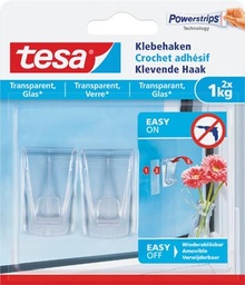 [TIM-777350] Ophanghaak Tesa zelfklevend op transparant en glas draagvermogen 1kg blister (2)