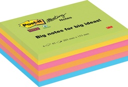 [TIM-86456EU] Memoblok Post-It Super Sticky Meeting Notes 203x152mm 45vel assorti (6)