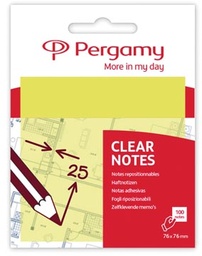 [TIM-900910] Memoblok Pergamy 76x76mm transparant geel