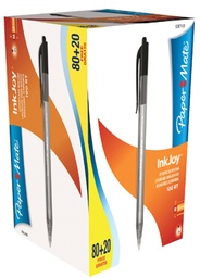 [TIM-977430] Balpen Paper Mate Inkjoy 100 RT medium 1,0mm zwart voordeelpack 80+20 gratis