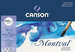 [TIM-C287320] Aquarelpapierblok Canson Montval A3 wit met fijne korrel 300g 12vel