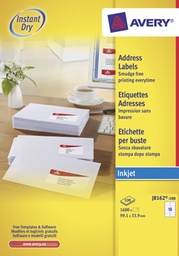 [TIM-JQ8162] Etiket Avery Address 16 etik/bl 99,1x33,9mm voor inkjet wit (100)