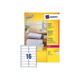 [TIM-L7162] Etiket Avery Address 16 etik/bl 99,1x33,9mm voor laser wit (100)