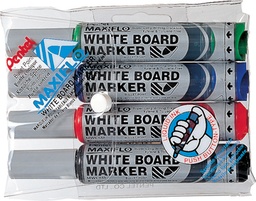 [TIM-MWL5M4] Whiteboardmarker Pentel Maxiflo ronde punt 6mm assorti (4)