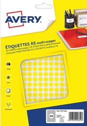 [TIM-PET08J] Markeringsetiket Avery 294 etik/bl. Ø8mm geel (10)