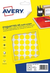 [TIM-PET15J] Markeringsetiket Avery 96 etik/bl. Ø15mm geel (10)