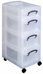 [TIM-UB3X9LC] Ladenkast Really Useful Box met 3 opbergdozen van 9l en 1 opbergdoos van 4l transparant